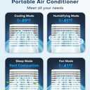 4-IN-1 Portable Air Conditioners, Evaporative Air Cooler w/4 Modes & 3 Speeds, 15H Timer for Smart Auto-off, 2-Gal Tank for 20H Cooling,17FT Remote,No Hose Needed,120Oscillating Swamp Cooler