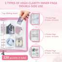 Sticker Organizer Binder Storage Book A5 Reusable Sticker Book Collecting Holder Display Album with 220 Pockets and Zipper Closure (Pink)