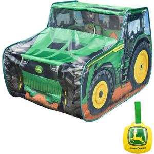 John Deere Pop Up Tent  Tractor Playhouse for Kids | Removable Key Fob with Tractor and Farm Sounds | Vehicle Toys for Toddlers - Sunny Days Entertainment