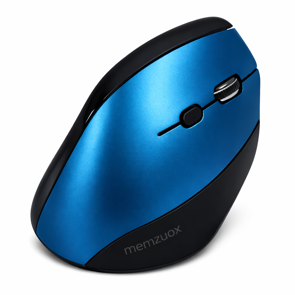memzuoix Ergonomic Mouse Wireless,2.4G Optical Cordless Mice with 800/1200/1600 DPI,Vertical Computer Wireless Mouse for Laptop, Mac,PC,Desktop (for Right Hand, Large),Blue