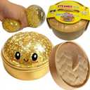 Mystery Glitter Dumpling Squishies Box, Relief Fidget Sensory Squeeze Stress Balls Toys for Anxiety and Stress Relief. (Gold Glitter)