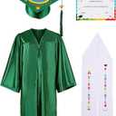 Kindergarten Graduation Cap and Gown - Kids Cap and Gown with Stole and Certificate for 2026 Preschool Graduation, Green Size 30