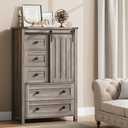 Garvee Dresser for Bedroom with 5 Drawers, 48" Tall Chest of Drawers, Wooden Closet Dresser with Storage Cabinet, Grey Farmhouse Dresser Organizer with Handles for Living Room, Hallway, Entryway - Grey
