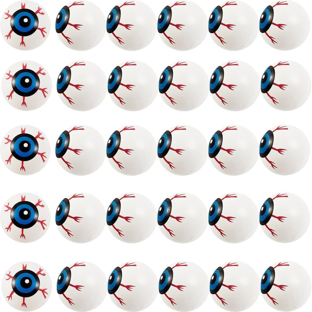 GXXMEI 30PCS Plastic Halloween Eyeballs Scary Ping Pong Eyeballs for Kids Toys, 1.5In Fake Eye Balls for Halloween Party Favors Goody Bag Fillers Terror Props