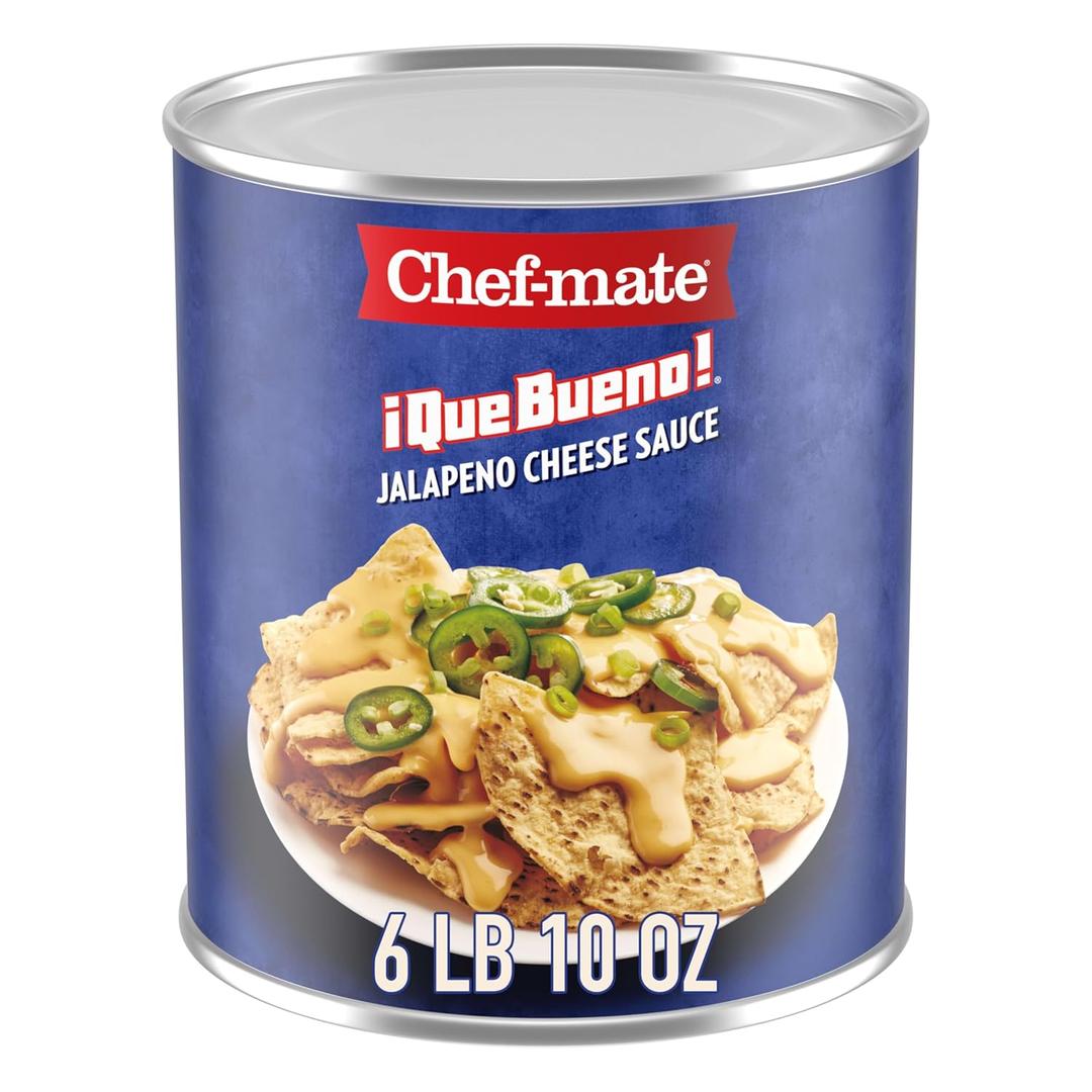 Chef-mate Que Bueno Spicy Nacho Cheese Sauce, Jalapeno Queso, Canned Food, (#10 Can Bulk) (6 Pound (Pack of 1))