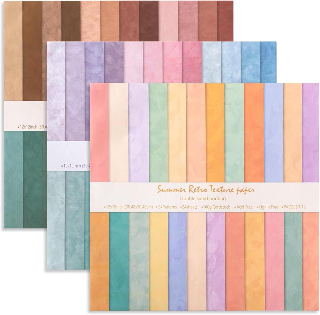 72 Sheets 12x12 Scrapbook Paper Multi-color Floral Double-sided Boho Earth Tone Patterned Craft Paper Spring Decorative Cardstock Journal Supplies for DIY Photo Album Origami Decor(Multicolor)