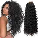 8 Packs Curly Crochet Hair GoGo Curl Crochet hair for Women Natural Black Deep Wave Braiding hair,Synthetic Bohemian Crochet Braid Water Wave Crochet hair Extensions(18inch, 1B)
