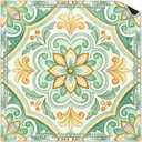 Green and Yellow Floral Mahjong Mat 31.5 x 31.5 in, Mediterranean Italian Flower Mahjong Mat for Table, Non-Slip Noise Reduction Game Table Cover for Card Poker Dominoes Dice and Board Games