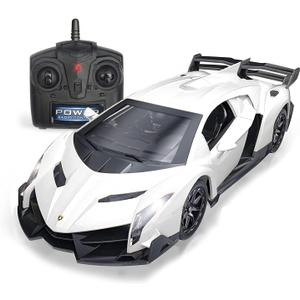 QUN FENG Remote Control RC CAR Racing Cars Compatible with Lamborghini Veneno Officially Licensed 1:24 Toy RC Cars Model Vehicle for Boys 6,7,8 Years Old,White