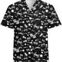 Mens Funny Hawaiian Shirts 3D Graphic Button Down Short Sleeve Tropical Holiday Beach Aloha Shirt L