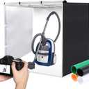 Photo Studio Light Box, PULUZ 80cm/32 inch Portable Lightbox Photo Shooting Tent Folding Photography Lighting Kit with 126 LED Lights & 3 Colors Backdrops (Black, White, Orange)