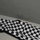 WSPLYSPJY Women's Casual Checkered Pants Elastic Waist Comfy Loose Wide Leg Pants with Pockets, (Colorblock-black White Checked), S