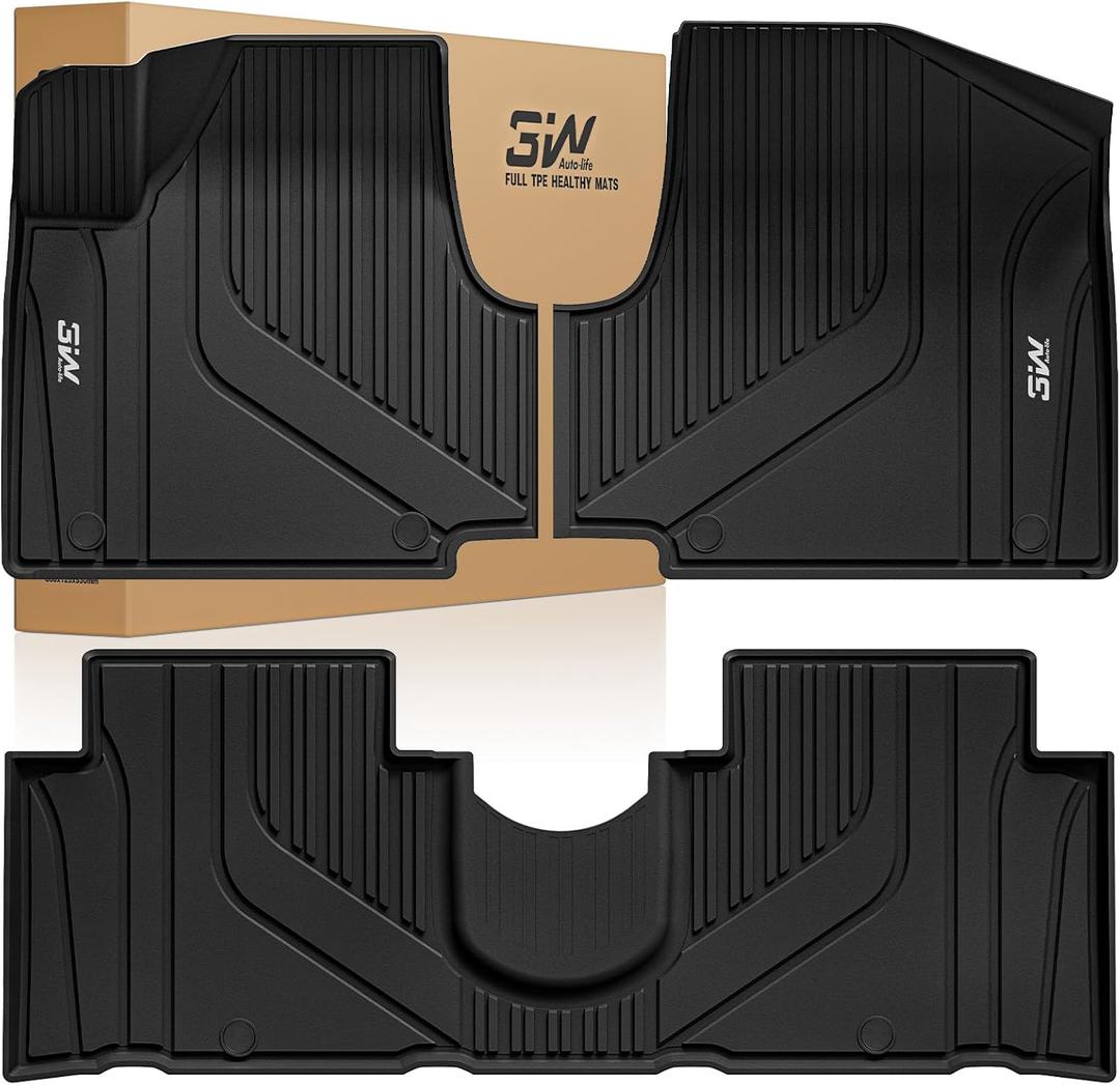 3W Floor Mats Fit Hyundai Ioniq 5 2022-2024 2025 (Only for Movable Console), TPE All Weather Custom Fit Floor Liner for Hyundai Ioniq 5 1st and 2nd Row Full Set Car Liners, Black