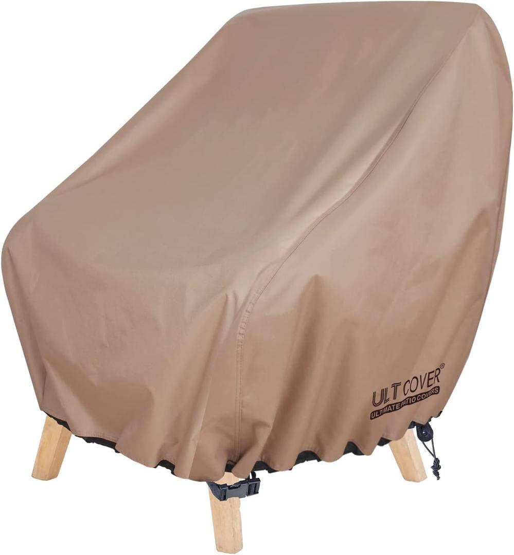 ULTCOVER Waterproof Patio Chair Cover  Outdoor Lounge Deep Seat Single Lawn Chair Cover Fits Up to 32W x 34D x 34H inches (Brown)