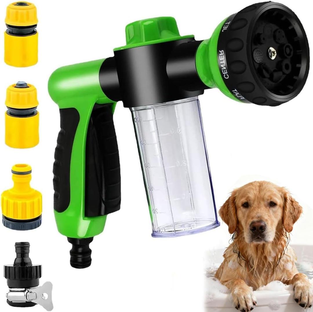 RUIFANDA Dog Wash Sprayer Outdoor with 8 Spray Modes, Soap & Shampoo Dispenser Dog Sprayer Hose Attachment, Pet Wash and Garden Hose Nozzle for Watering Plants, Car Wash, Showering Pet
