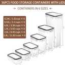 Skroam 36 Pack Airtight Food Storage Containers for Kitchen Pantry Organizers and Storage, Plastic Kitchen Storage Containers with Lids for Flour, Sugar, and Cereal, Labels & Marker
