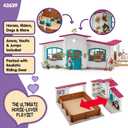 Schleich Horse Club - 179PC Peppertree Riding Arena Horse Playset with Real Dressage Cards - With Stable Set, 2 Horses, 3 Rider Figurines, Cards and Accessories - Toys for Girls & Boys Ages 5+ | 42639