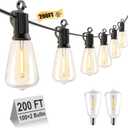 Brightown 200FT Outdoor String Lights with 102 Shatterproof Edison Bulbs, Waterproof Patio Lights for Backyard Deck Garden Party Xmas Decor, 2700K
