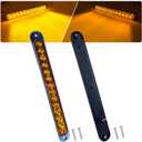 10" LED Amber Trailer LED Turn Signal Light Bar Strip Aluminum Alloy Base Side Marker Tail Lights Assembly for Truck RV Marine Boats, 15 LEDs 2Pcs