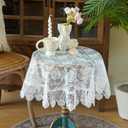 SUTAVIA Lace Fabric Tablecloth Embroidered Rectangular Oblong Round Square Table Cover Classic Dustproof Kitchen Dining Picnic Table and Wedding Banquet Home Decoration (Offwhite, 33 inch Round)