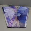 Long No Hook Floral Shower Curtain with Snap in Fabric Liner Set, Spring Blue Purple Iris Design, Elegant Abstract Marble Flower Ringless Hotel Style for Bathroom Decor, 71x77 Inches