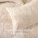 7 Pieces Bow Tufted Boho Comforter Set Khaki Farmhouse Shabby Chic Embroidered Bedding for All Seasons King Size with Comforter Sheets Pillowcases Shams