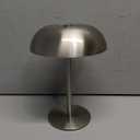 Portable LED Mushroom Table Lamp, 8.46'' Metal Small Cordless Desk Night Light with 5200mAh Rechargeable Battery, Stepless Dimming Lamp with 3 Colors for Bedroom/Bar/Coffee Shop (Silver)