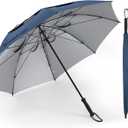 Storm Proof Golf Sports Umbrella - 62 Inch Large Size Sturdy Umbrella with UV Protection, Resists Up to 55 MPH Wind for Men and Women (Dark Blue)
