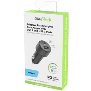 Cell Candy Adaptive Fast Charging USB C Car Charger 20W