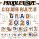 Landhoow 30 Pcs Graduation Car Magnets 2026 Senior Graduation Car Decoration Bumper Sticker Congrats Grad Magnet Magnetic Refrigerator Decal for Grad Parade Party Supplies(Orange, Blue)