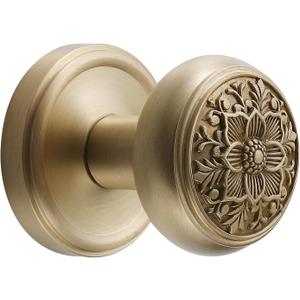 Antique Brass Door Knob with Intricate Floral Design Privacy Handles Elegant and Durable for Interior Doors, Classic Vintage Look for Home or Office Decor (Brushed Brass, Privacy-2.375 in) Antique Brass Door Knob with Intricate Floral Design Privacy Handles Elegant and Durable for Interior Doors, Classic Vintage Look for Home or Office Decor (Brushed Brass, Privacy-2.375 in)