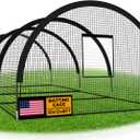 ZivPlay Baseball Batting Cage Net Batting Cages for Backyard Portable Pop Up Cage for Baseball and Softball with Pitching Machine Hole and Detachable Door (30ftx12ftx8ft)