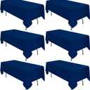 6 Pack Navy Blue Tablecloths for 8ft Rectangle Tables 60 x 126 Inch - Polyester Table Cover Stain and Wrinkle Resistant Washable Fabric Table Clothes for Wedding Party Banquet Reception Restaurant
