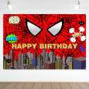 Red Spider Web Backdrop Party Decoration Supplies, 6 x 4ft Super Heros Photo Decor Banner for Boys Baby Shower Birthday Party Photography Background (Red Spider)