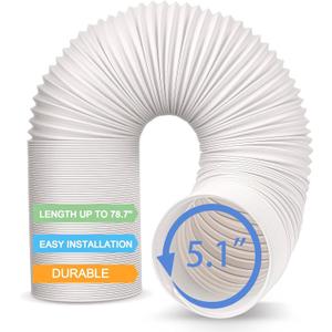 Jin&Bao Air Conditioner Vent Hose, Portable Exhaust Duct with 5.1 (5) Diameter, Counterclockwise Rotation, Length up to 78 Inches, Universal Replacement AC Hoses