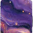 FOREVER QUEEN Luxury Purple Gold Marble Luggage Cover Suitcase Protector Suitcase Cover Anti-Scratch,Stretchable Bag Cover Washable Durable Polyester (XL(fits 32-34Inch suitcase))
