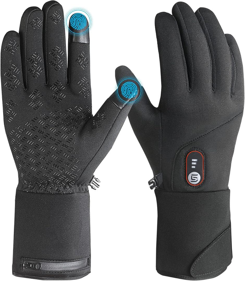 Heated Gloves for Men Women Rechargeable with 7.4V 3000mAh Battery Thin Liner Work Touchscreen Heating Glove for Cold Weather (Small)