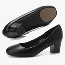 HHTCAL Women's Pumps Round Closed Toe Chunky Heels Comfortable 2 inch Block Low Heel Dress Shoes for Office Work Business Formal 11
