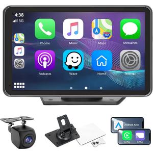 Carplay Screen for Car with Apple CarPlay/Android Auto, 7" Wireless Car Stereo, Portable Touchscreen Car Radio with Bluetooth, Backup Camera, GPS Navigation, Mirror Link,Multimedia Player All Vehicles
