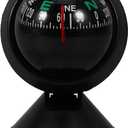 Homoyoyo Adjustable Car Compass with Stick-On Base | Universal Dashboard Navigation Tool for Cars, Boats & Outdoor Hiking | Bubble Ball Design Direction Guidance Accessory (Black, 2.5 Inch)