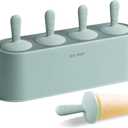 Popsicle Mold Set 4 Pieces Homemade Silicone Popsicle Maker Easy Release Ice Cream Molds Reusable DIY Pop Molds (Green)