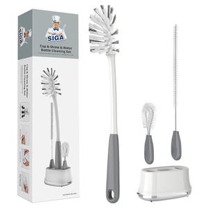 MR.SIGA Water Bottle Brush Cleaning Set with Storage Holder, Cleaning Brushes for Tumbler, Straw, Baby Bottles, Drinking Glasses