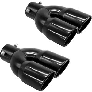 2PCS Dual Exhaust Tip 2.4 inch Inlet, Universal Car Exhaust Tips Curved Muffler Tip Modification Tail Pipe Tail Throat, Adjustable for 1.5 inch-2.5 inch OD Exhaust Pipe(Black)