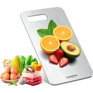 Titanium Cutting Board, 100% Pure Titanium Cutting Boards for Kitchen, Double-Sided Non-Toxic Cutting Board, Ideal for Slicing and Dicing Meats, Features Handle, Dishwasher Safe - 10.5"L*6.5"Wsilver