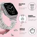 Bling Band and Case Compatible with Apple Watch Ultra 2/Ultra Band 49mm 45mm 44mm 42mm 41mm 40mm 38mm, Women Dressy Diamond Link Bracelet with Rhinestone Bumper Cover for iWatch SE 2/SE Series 9/8/7/6/5/4/3/2/1
