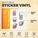HTVRONT Printable Vinyl Sticker Paper, 100 Sheets Glossy Waterproof Sticker Paper For Inkjet Printer Dries Quickly-Standard Letter Size 8.5"X11"