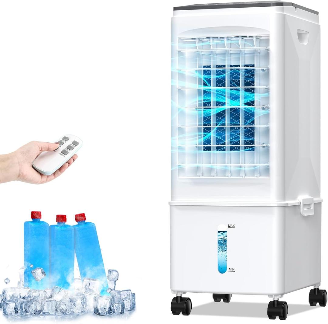 Portable Air Conditioners, 3-IN-1 Portable AC Unit, 2.5 Gal Tank for 24H Fast Cooling, 3 Speeds Swamp Cooler Fan, Quiet Evaporative Air Cooler w/Timer & Remote, Windowless Air Conditioner for Room