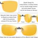 CAXMAN Night Driving Glasses Clip On Night Vision Glasses HD Polarized Yellow Lens Compact Fit Non-Flip Up