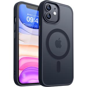 CANSHN Magnetic Compatible with iPhone 11 Case [Compatible with Magsafe] [Translucent Matte] Slim Thin Shockproof Protective Bumper Cover Phone Case Cover 6.1 Inch - Black
