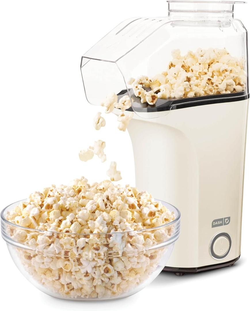 DASH Hot Air Popcorn Popper Maker with Measuring Cup to Portion Popping Corn Kernels + Melt Butter, 16 Cups - Cream